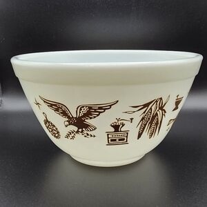 Vintage Pyrex Early American Brown White 401 Nesting Mixing Bowl Milk Glass